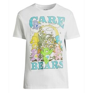 Care Bears Retro Graphic T Shirt‎ White Crew Neck Cartoon Tee Size Medium